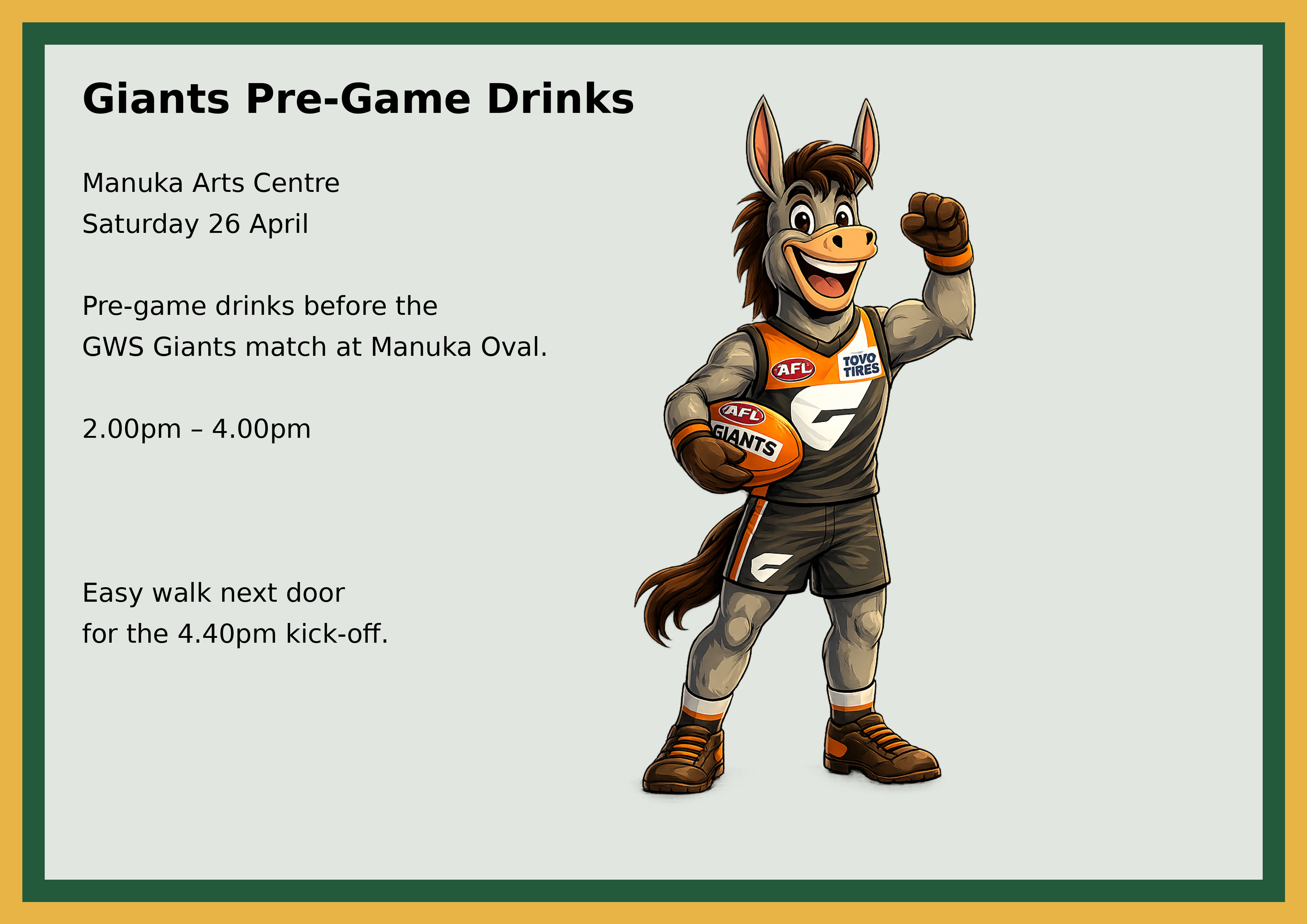 GWS Giants Pre-Game Drinks Event